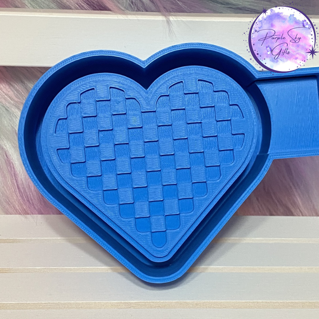 Checkered Print Heart Freshie Housing or Silicone Mold