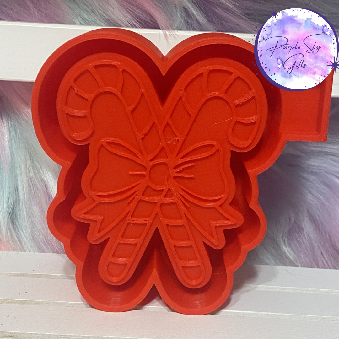 Christmas Candy Canes With Bow Housing or Silicone Mold