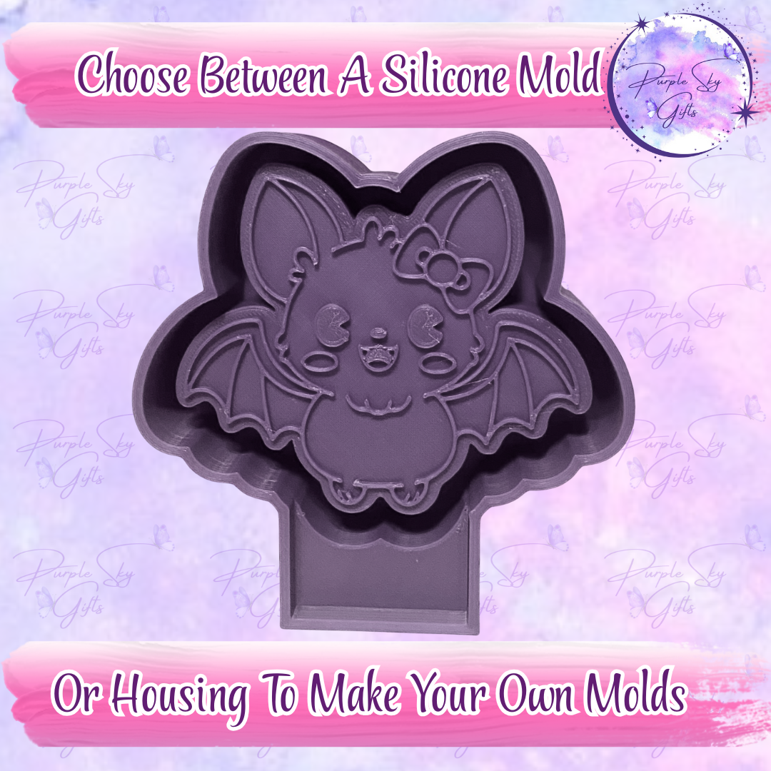 Cute Halloween Bat With Bow Mold Housing or Silicone Mold
