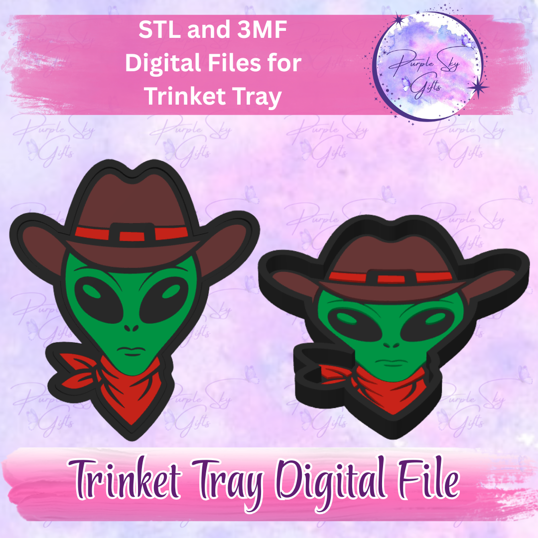 Alien Cowboy Trinket Tray Digital STL and 3MF Files