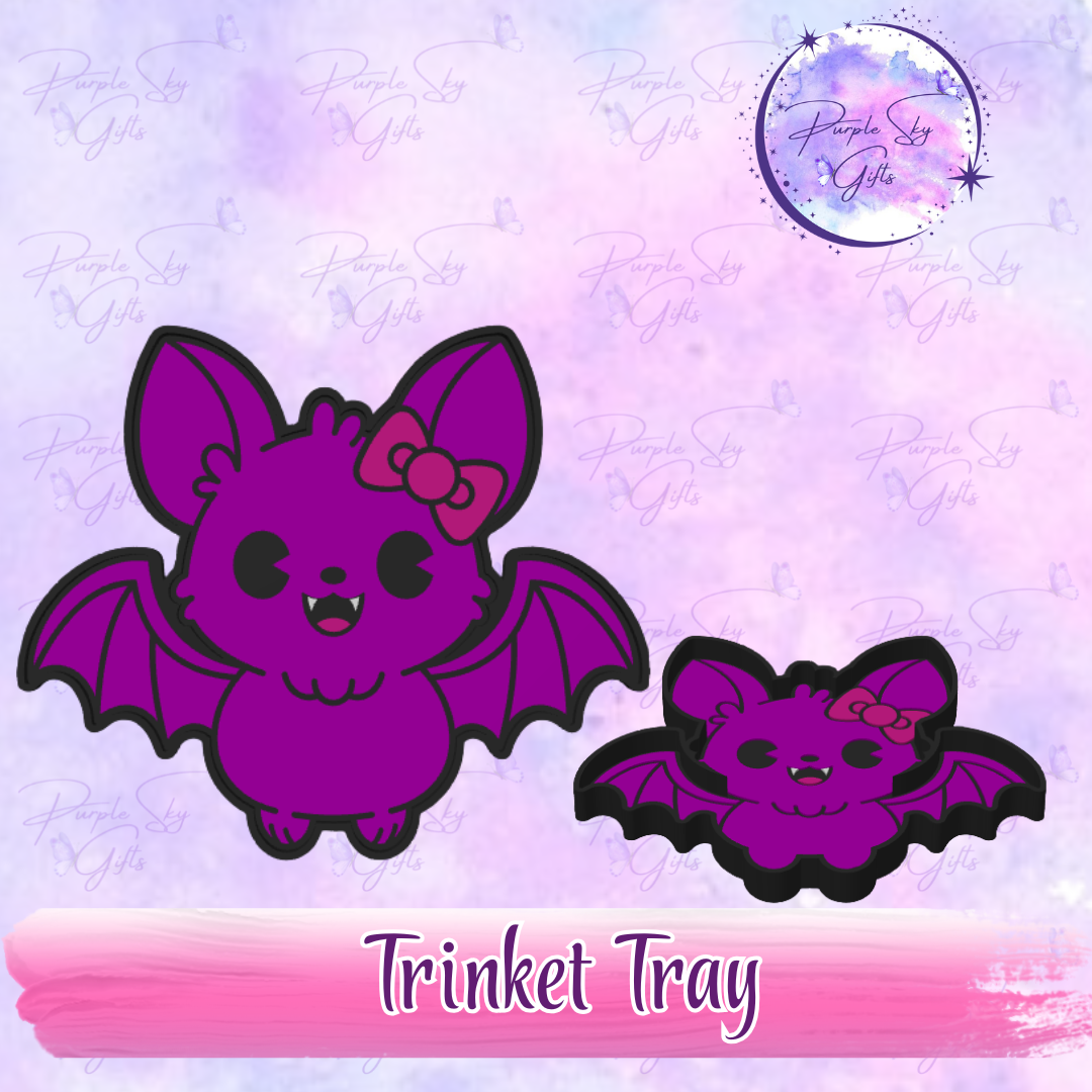 Cute Halloween Bat With Bow Trinket Tray