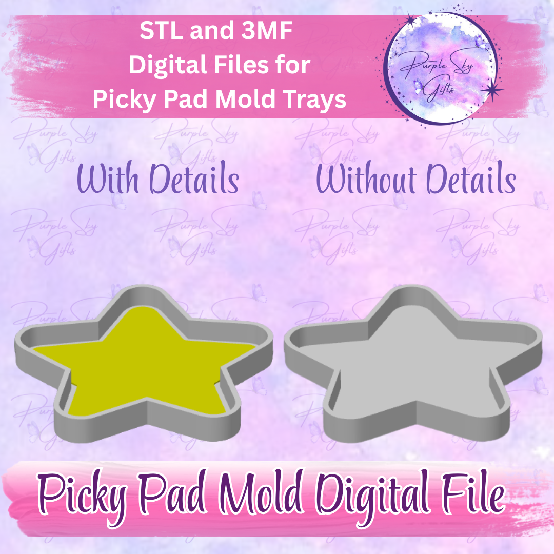 Star Picky Pad Mold Tray - STL and 3MF DIGITAL Files