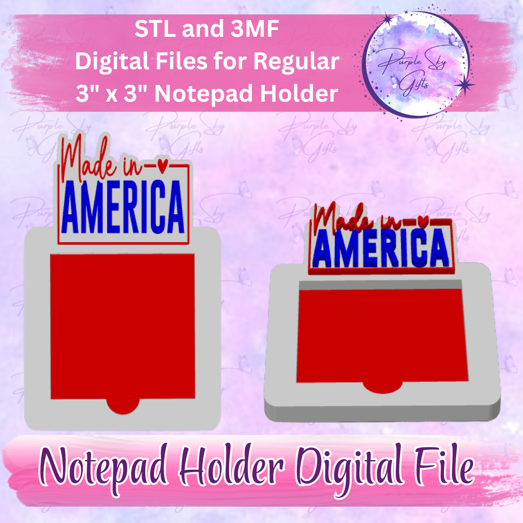 Made In America Notepad Holder Digital STL and 3MF Files