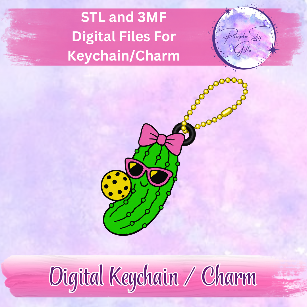 Pickleball Pickle Girl Keychain/Charm STL and 3MF Files