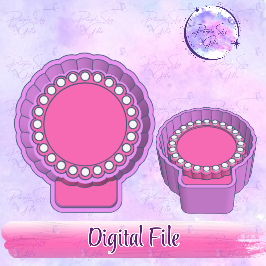 Indented Round Design With Circles Border for 2.5" Cardstock Inserts STL DIGITAL For Freshie, Silicone Mold, Resin Art, Wax Melts, Candy Molds, Mold Housing