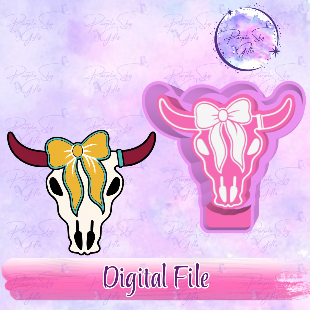 Cow Skull With Bow STL DIGITAL FILE For Freshie Housing, Silicone Mold