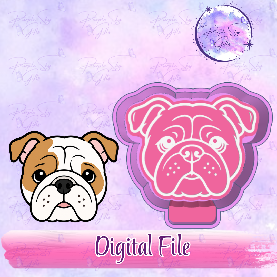 English Bulldog Face STL DIGITAL FILE For Freshie Housing, Silicone Mold