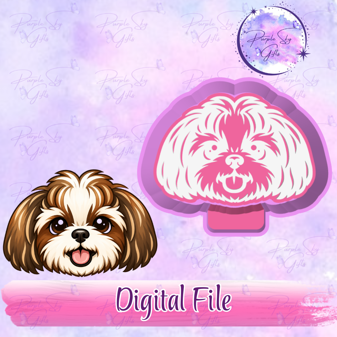 Shih Tzu Puppy Face 2 STL DIGITAL FILE For Freshie Housing, Silicone Mold
