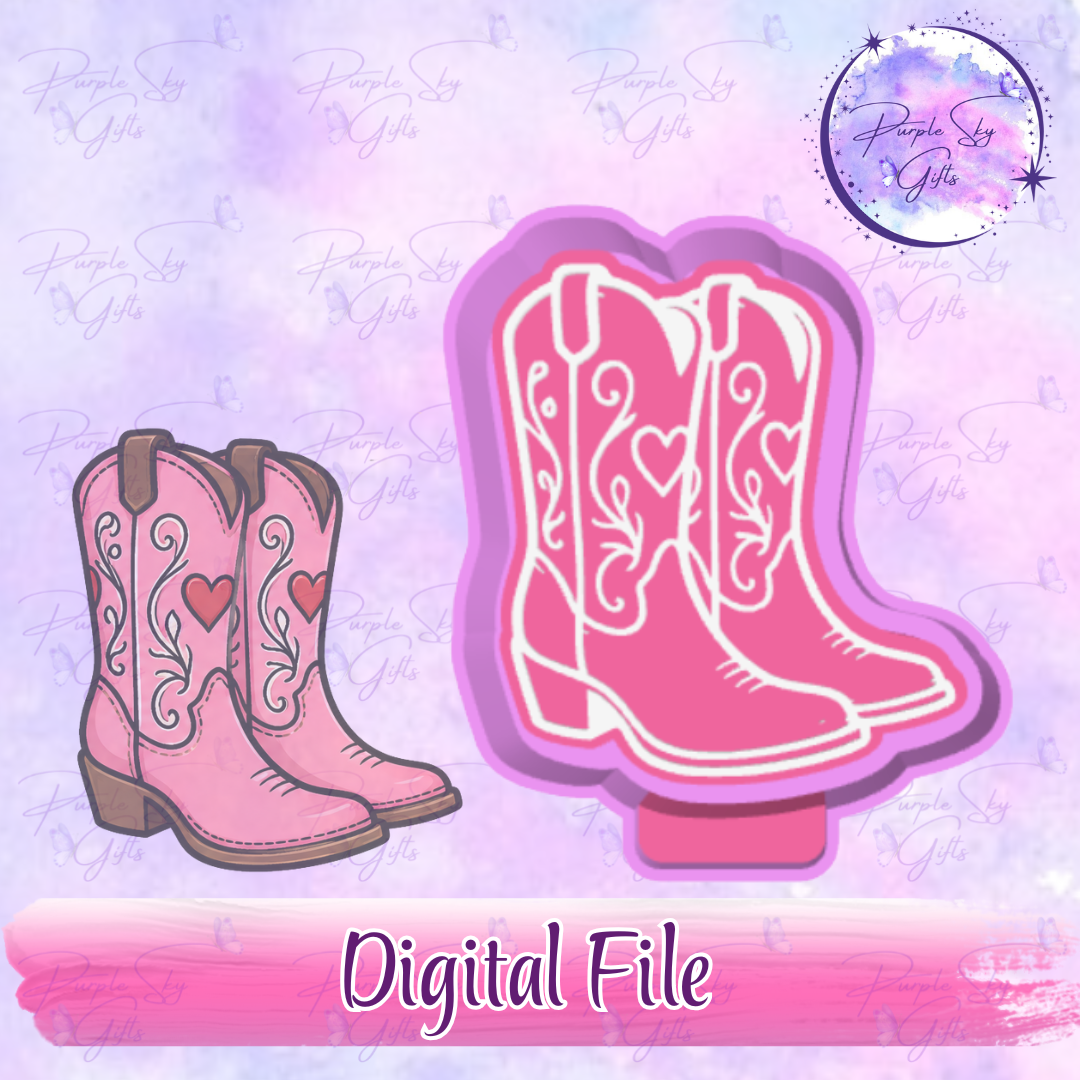 Cowgirl Boots With Heart Freshie Mold Housing STL Digital File