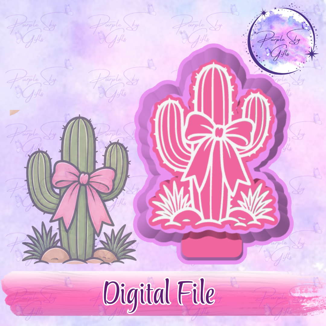 Cactus With Bow Freshie Mold Housing STL Digital File