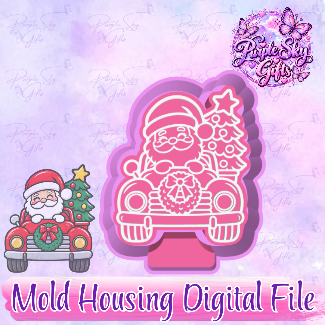 Santa Driving Christmas Truck Freshie Mold Housing STL Digital File