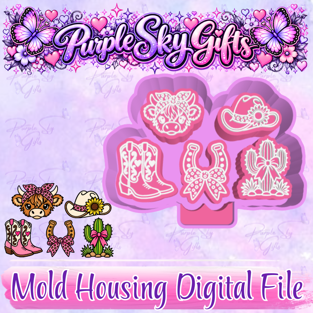 5 pack of Leopard Print Western Themed Freshie Charms Mold Housing STL Digital File