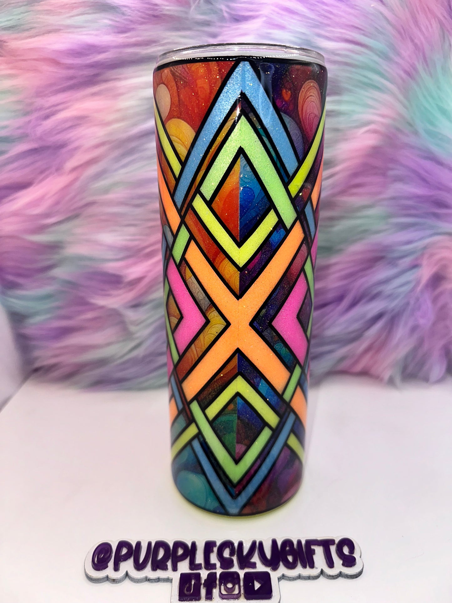30 oz Colorful Rainbow Hearts Glitter Tumbler - Ready To Ship