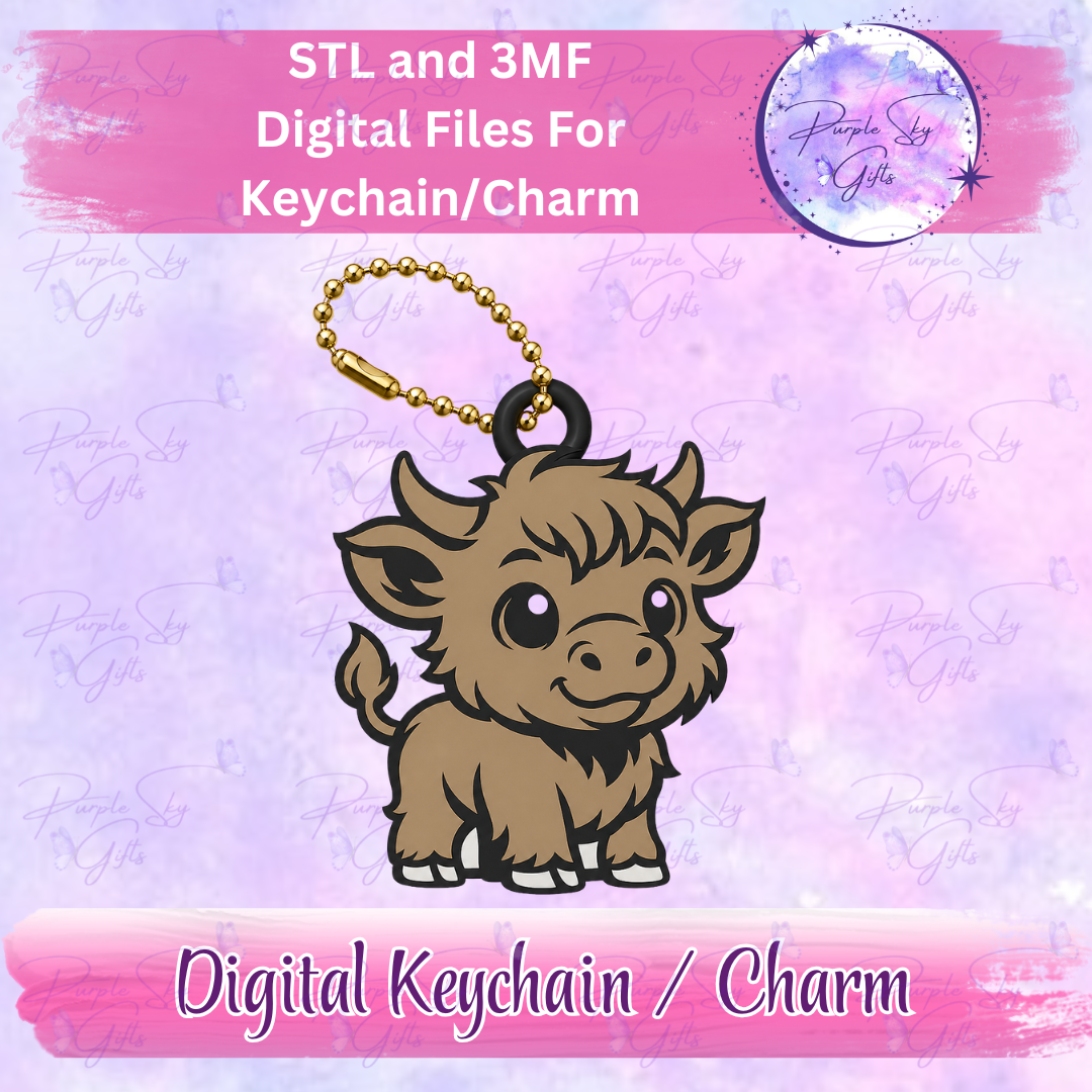 Baby Highland Cow Keychain/Charm STL and 3MF Files