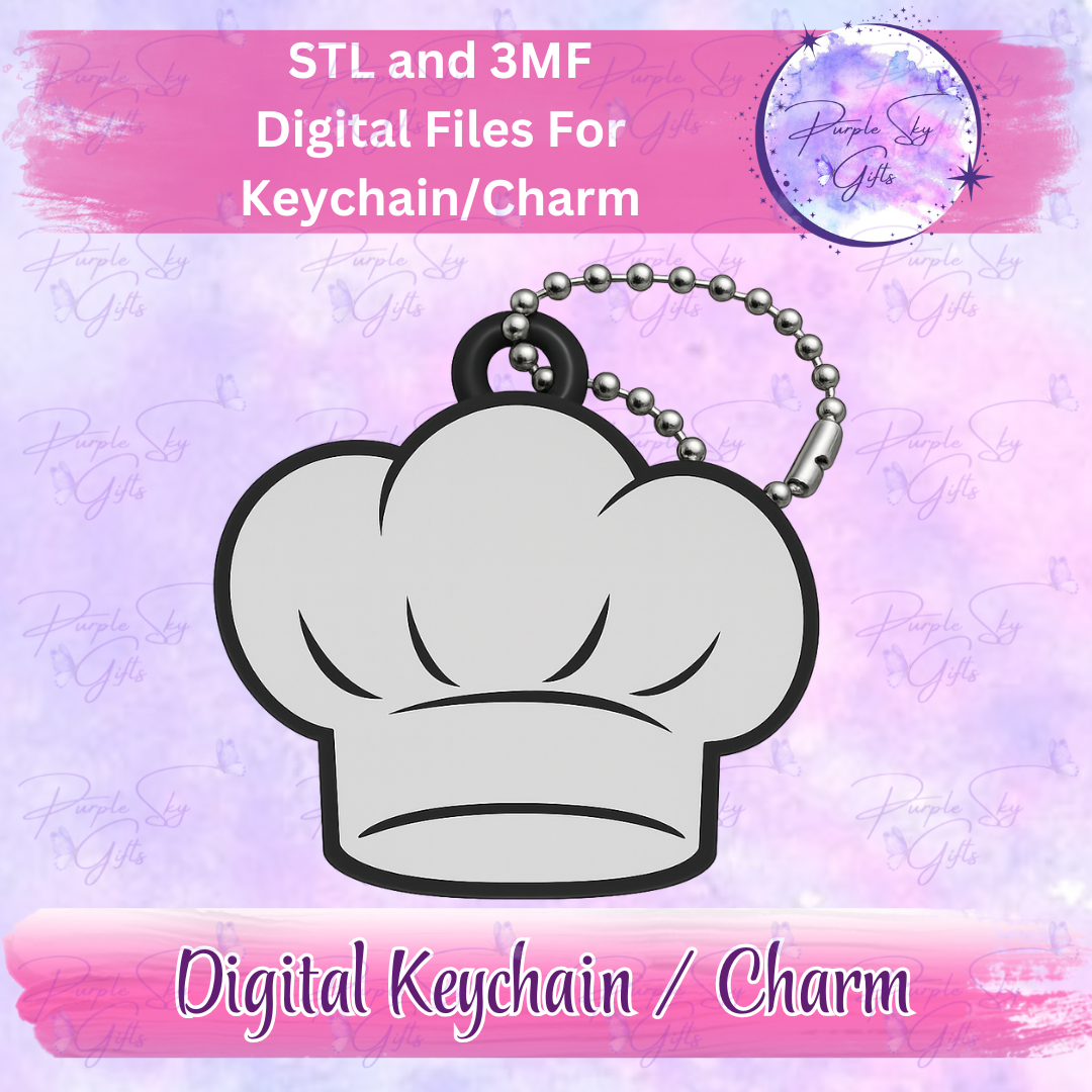 Chef's Hat Keychain/Charm STL and 3MF Files