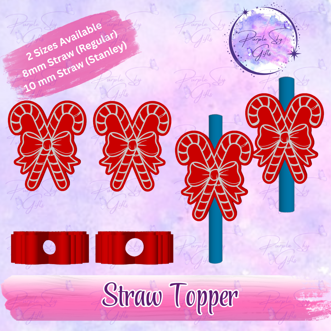 Candy Canes with Bow Straw Topper