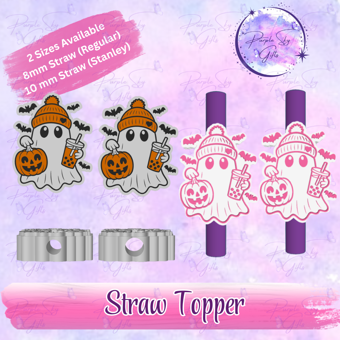 Bubble Tea Halloween Ghost Straw Topper