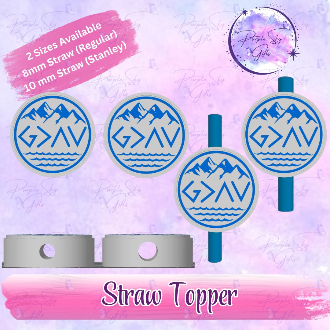 God Is Greater Than The Highs and Lows Mountains Straw Topper
