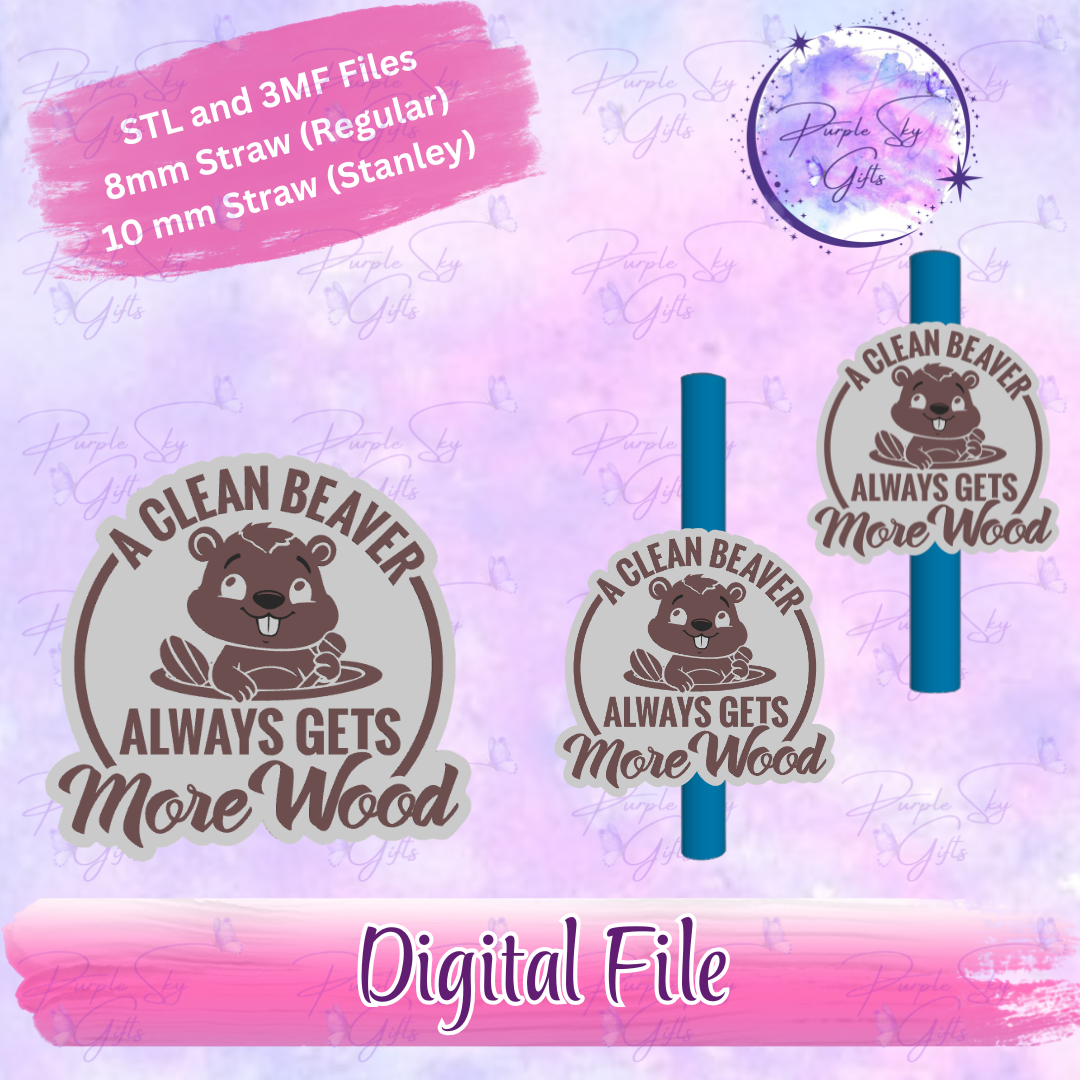 A Clean Beaver Gets More Wood 8mm and 10mm STL and 3MF DIGITAL FILES For Straw Topper
