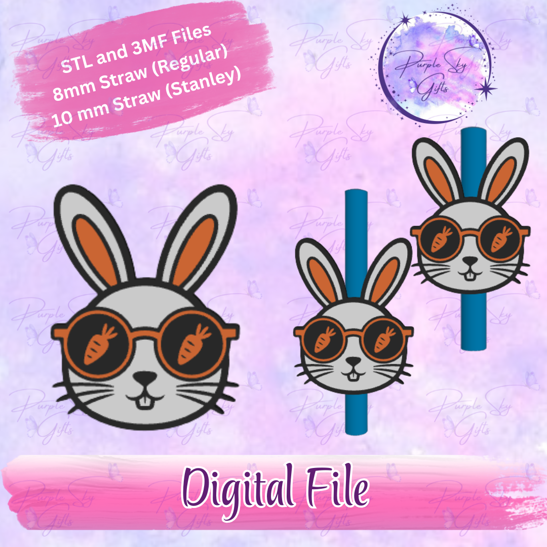 Easter Bunny Carrot Glasses 8mm and 10mm STL and 3MF DIGITAL FILES For Straw Topper