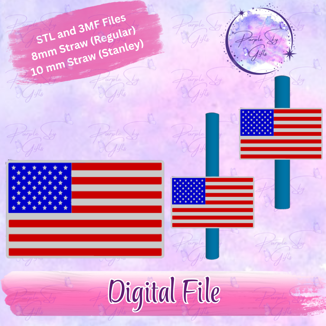 American Flag 8mm and 10mm STL and 3MF DIGITAL FILES For Straw Topper