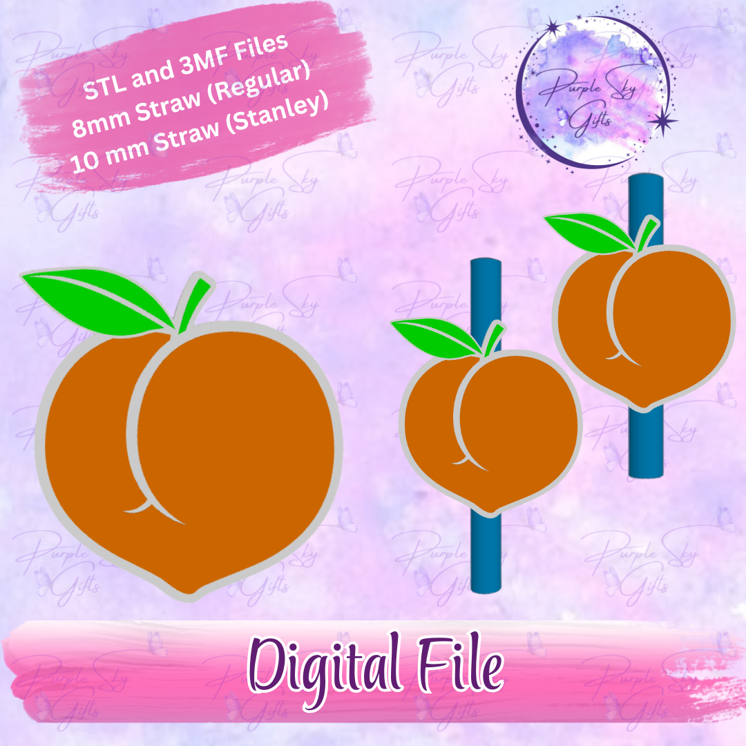 Peach 8mm and 10mm STL and 3MF DIGITAL FILES For Straw Topper