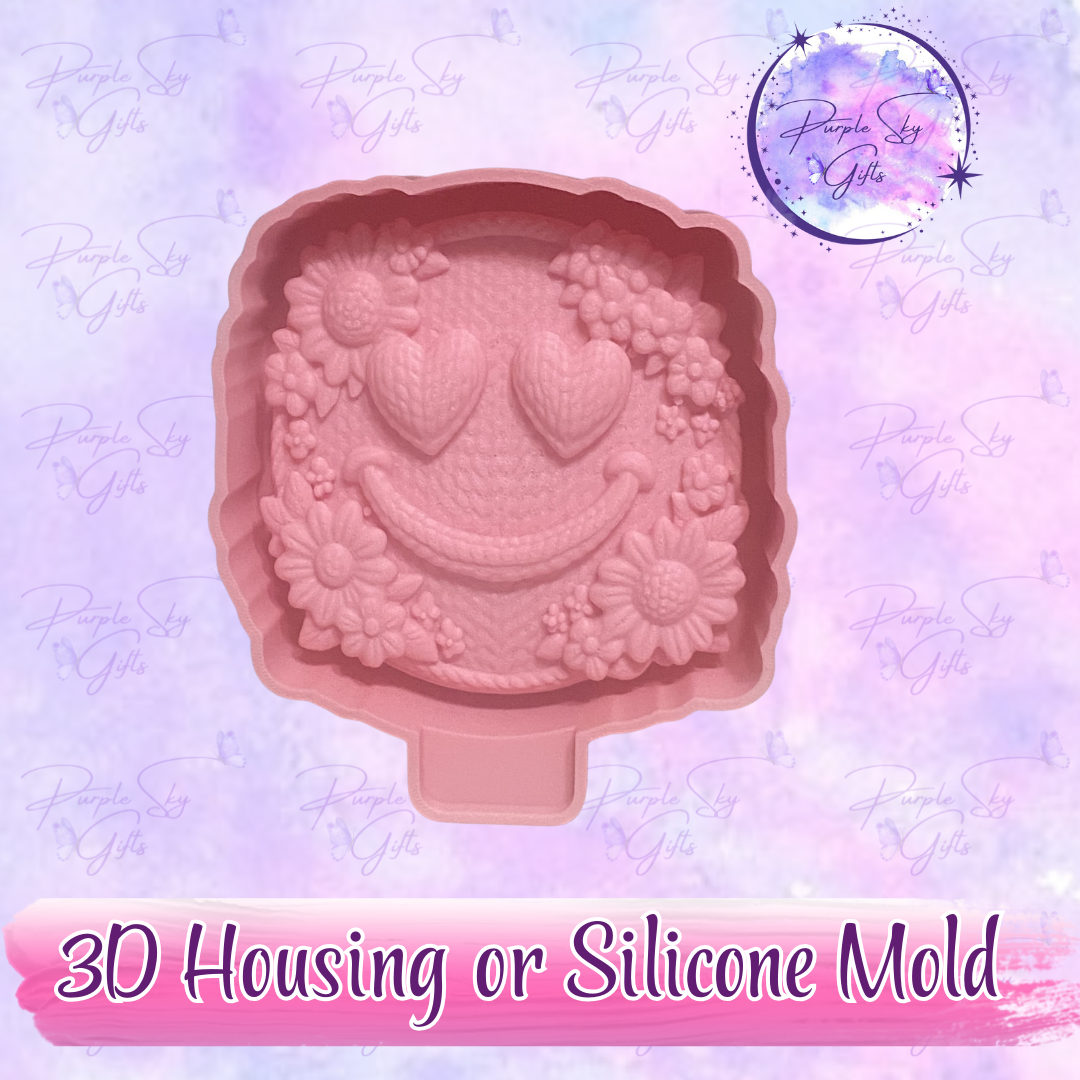 Crochet Knitted Yarn Look Smiley Face 3D Freshie Mold Housing STL Digital File