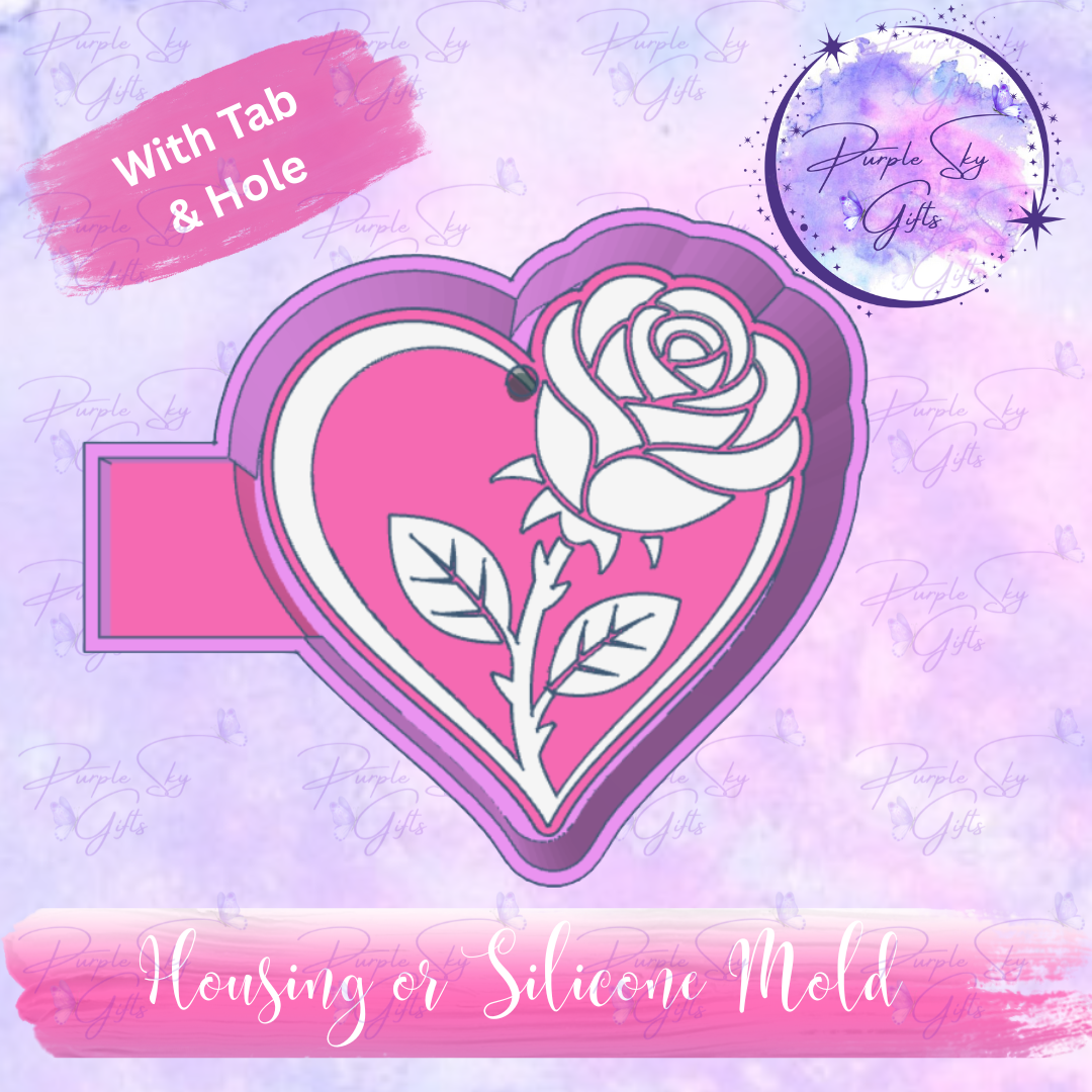 Heart Rose Mold Housing or Silicone Mold