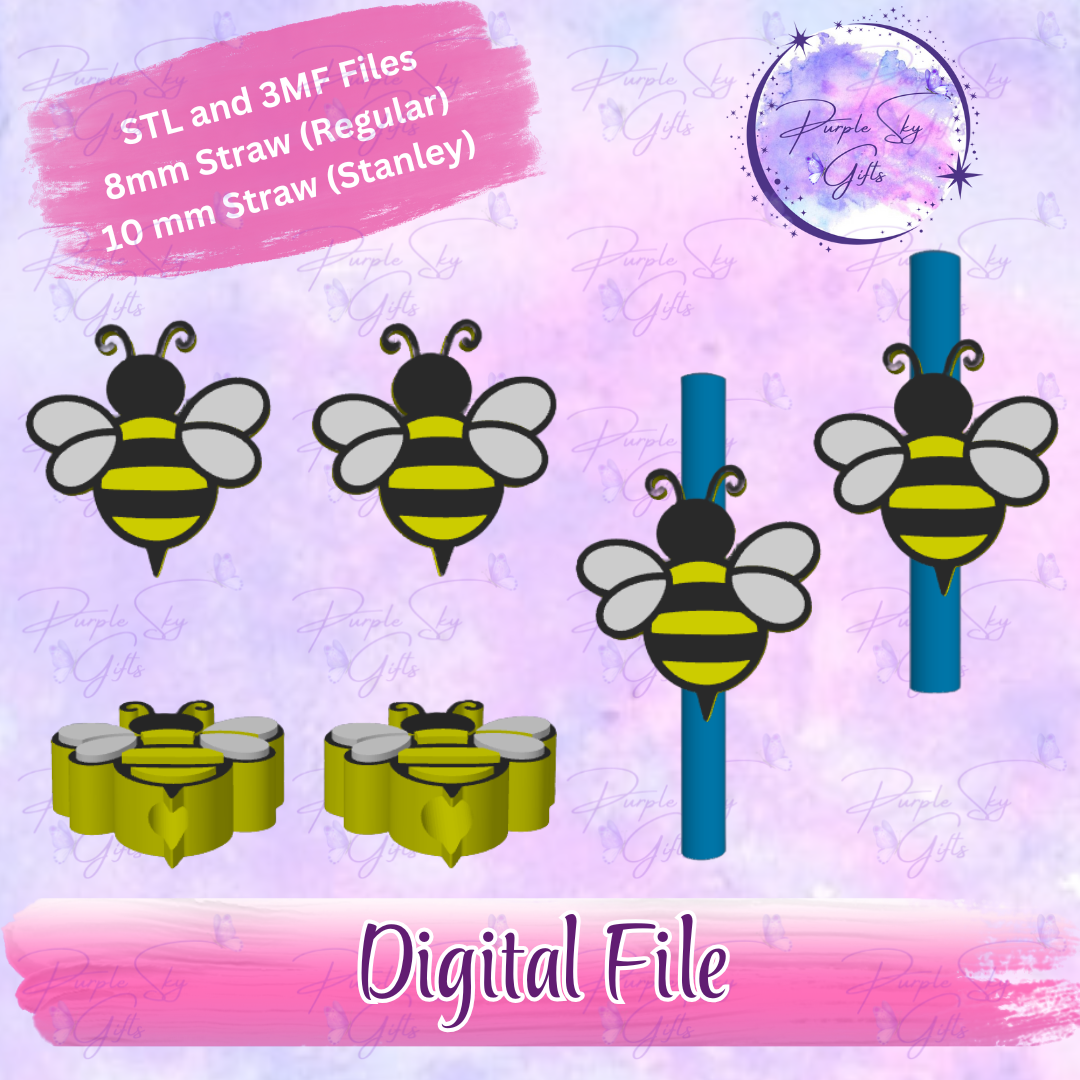 Bumblebee 8mm and 10mm STL and 3MF DIGITAL FILES For Straw Topper
