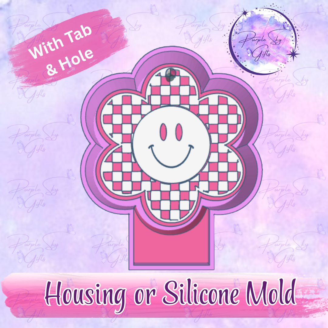 Checkered Print Flower Mold Housing or Silicone Mold