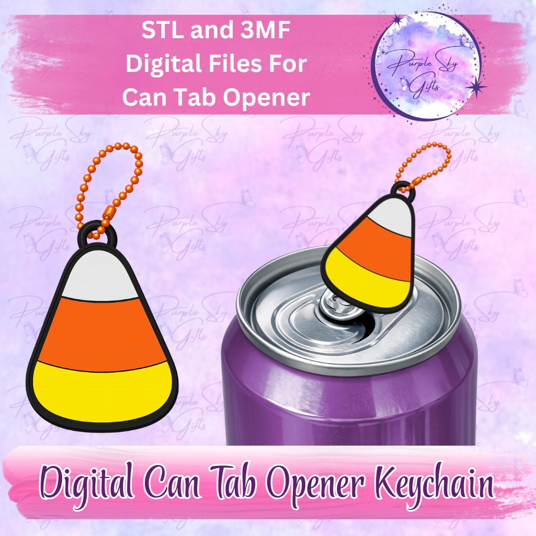 Candy Corn Drink Tab Can Opener Keychain/Charm STL and 3MF DIGITAL File