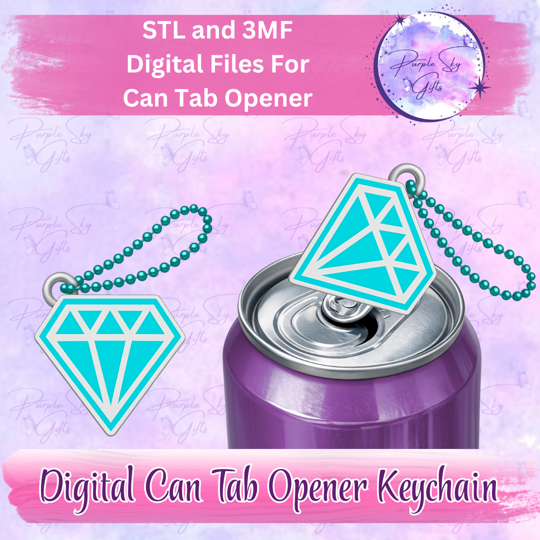 Diamond Drink Tab Can Opener Keychain/Charm STL and 3MF DIGITAL File