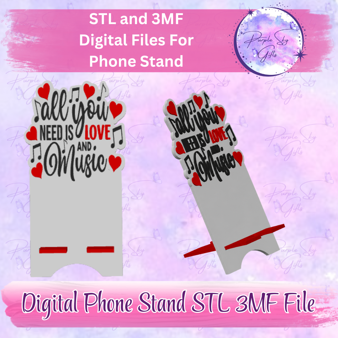 All You Need Is Love And Music Phone Stand STL and 3MF Files