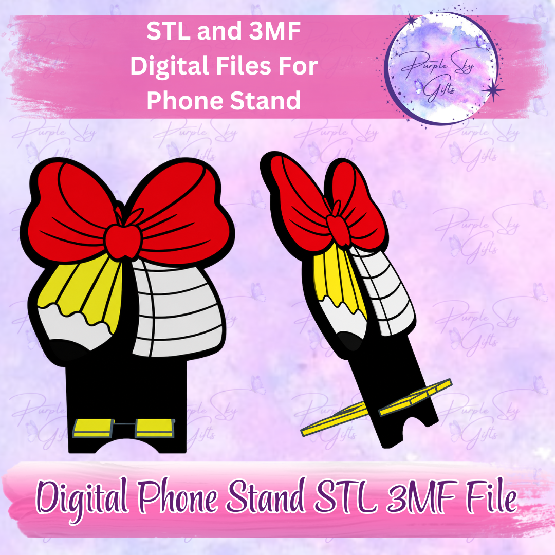 Teacher Apple Pencil Bow Phone Stand STL and 3MF Files