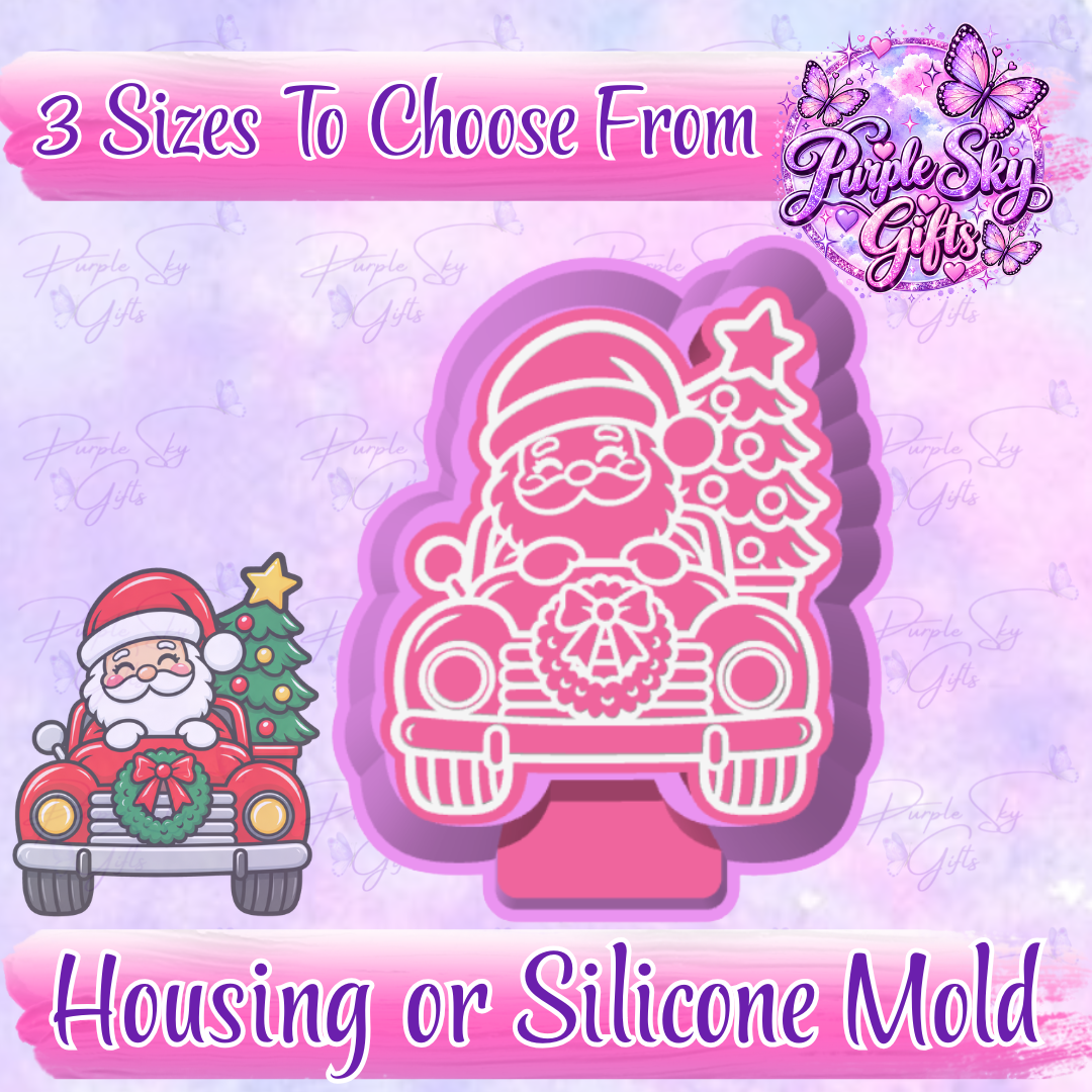 Santa Driving Christmas Truck Freshie Mold Housing or Silicone Mold