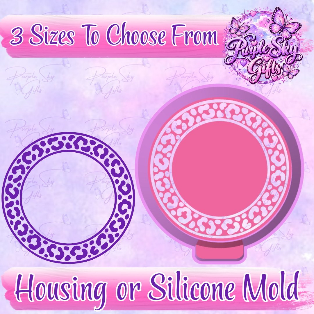 4" Round Mold with 3" Inner Circle Cheetah Leopard Print for Pictures or Cardstock Freshie Housing or Silicone Mold