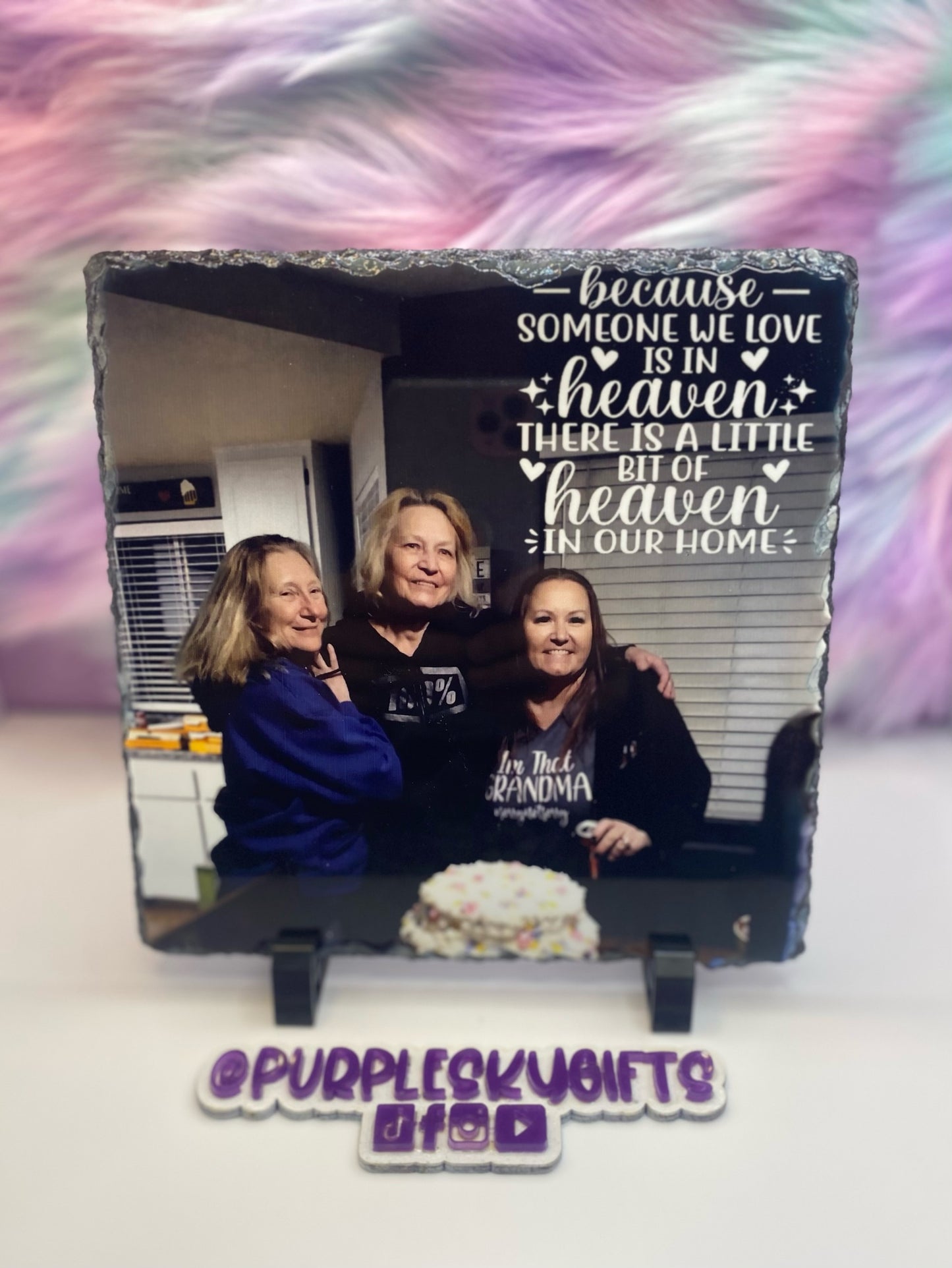 Custom Rock Slate Photo Plaque 7.5" x 7.5" with stand