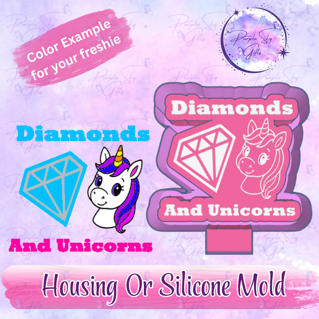 Cute Diamonds and Unicorns BP Freshie Housing or Silicone Mold