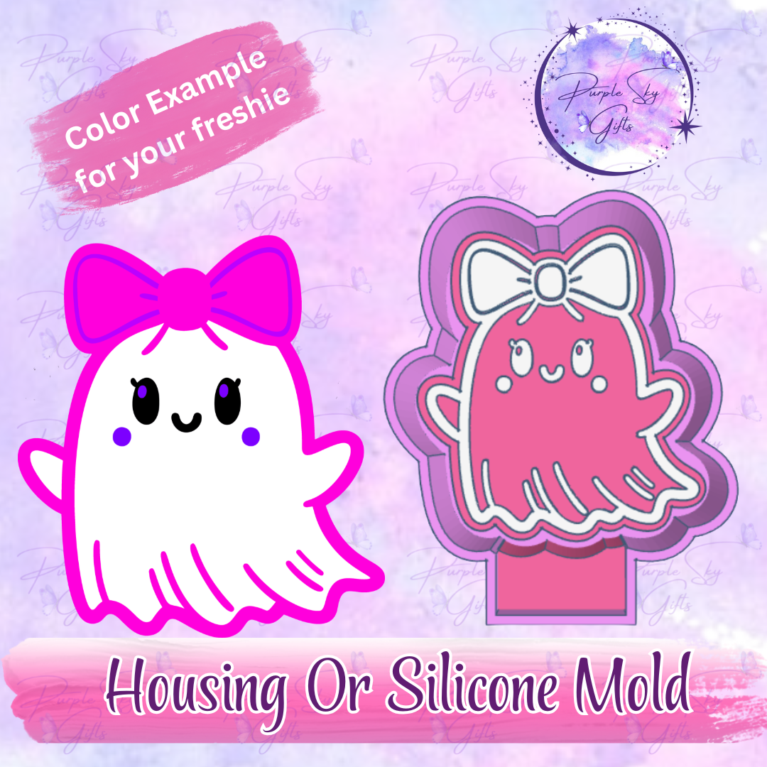 Ghosty with Bow Freshie Mold Housing or Silicone Mold
