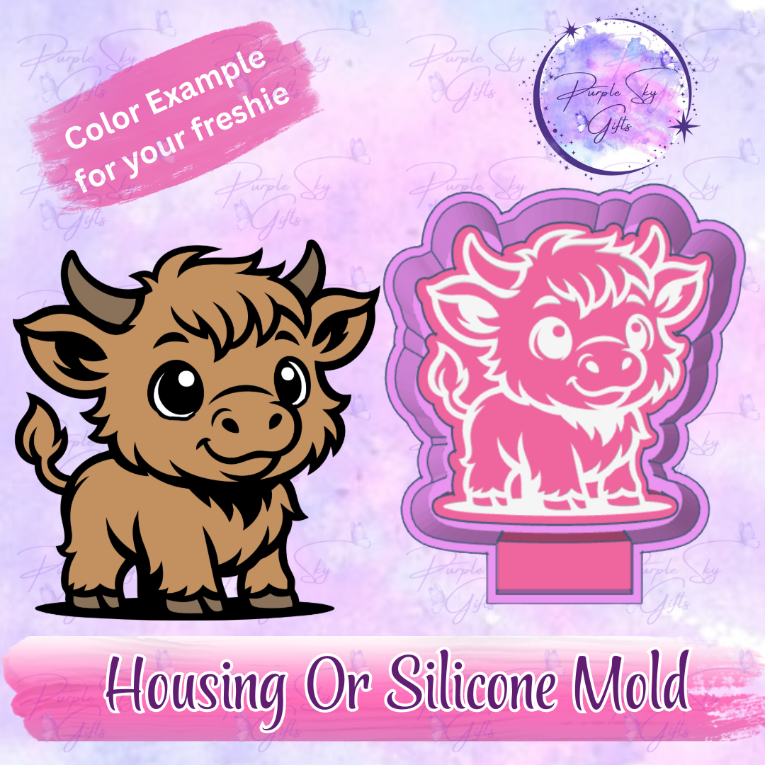 Baby Highland Cow Freshie Mold Housing or Silicone Mold