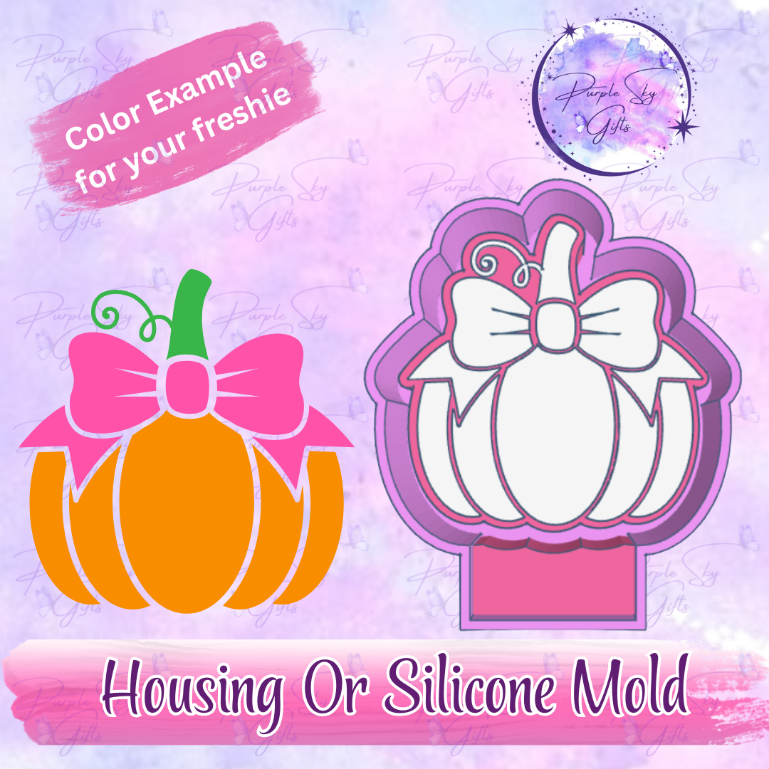 Pumpkin With Bow Halloween Freshie Mold Housing or Silicone Mold