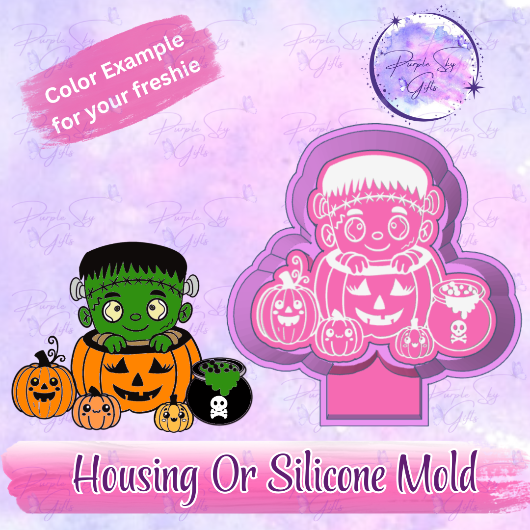 Pumpkin Patch Frankenstein Baby Frankie Freshie Mold Housing or Silicone Mold