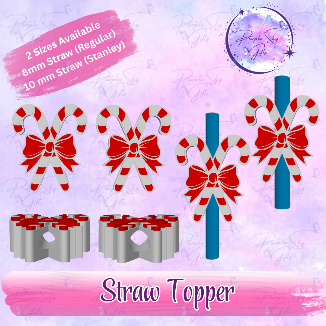 Candy Canes with Bow Straw Topper