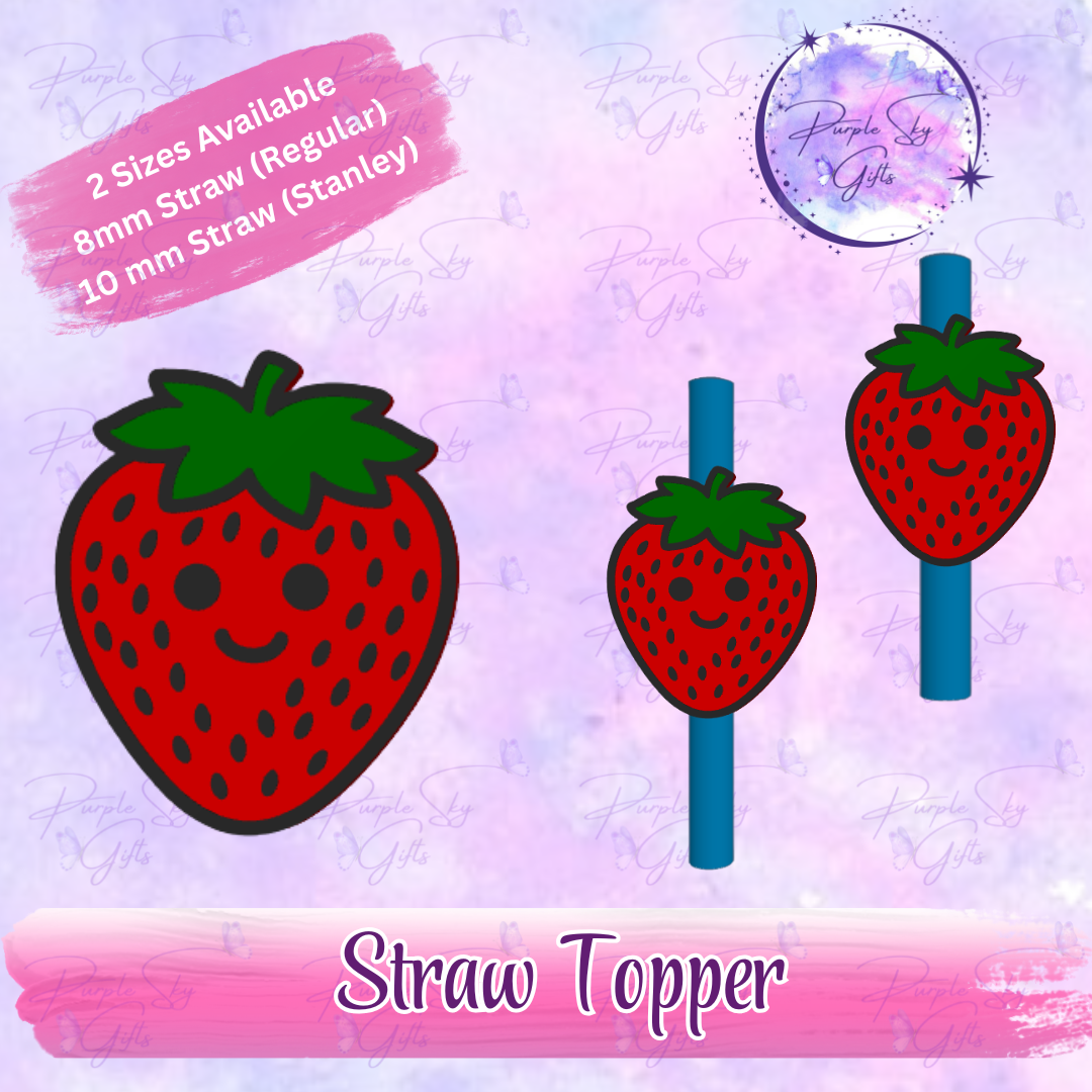 Kawaii Strawberry Straw Topper