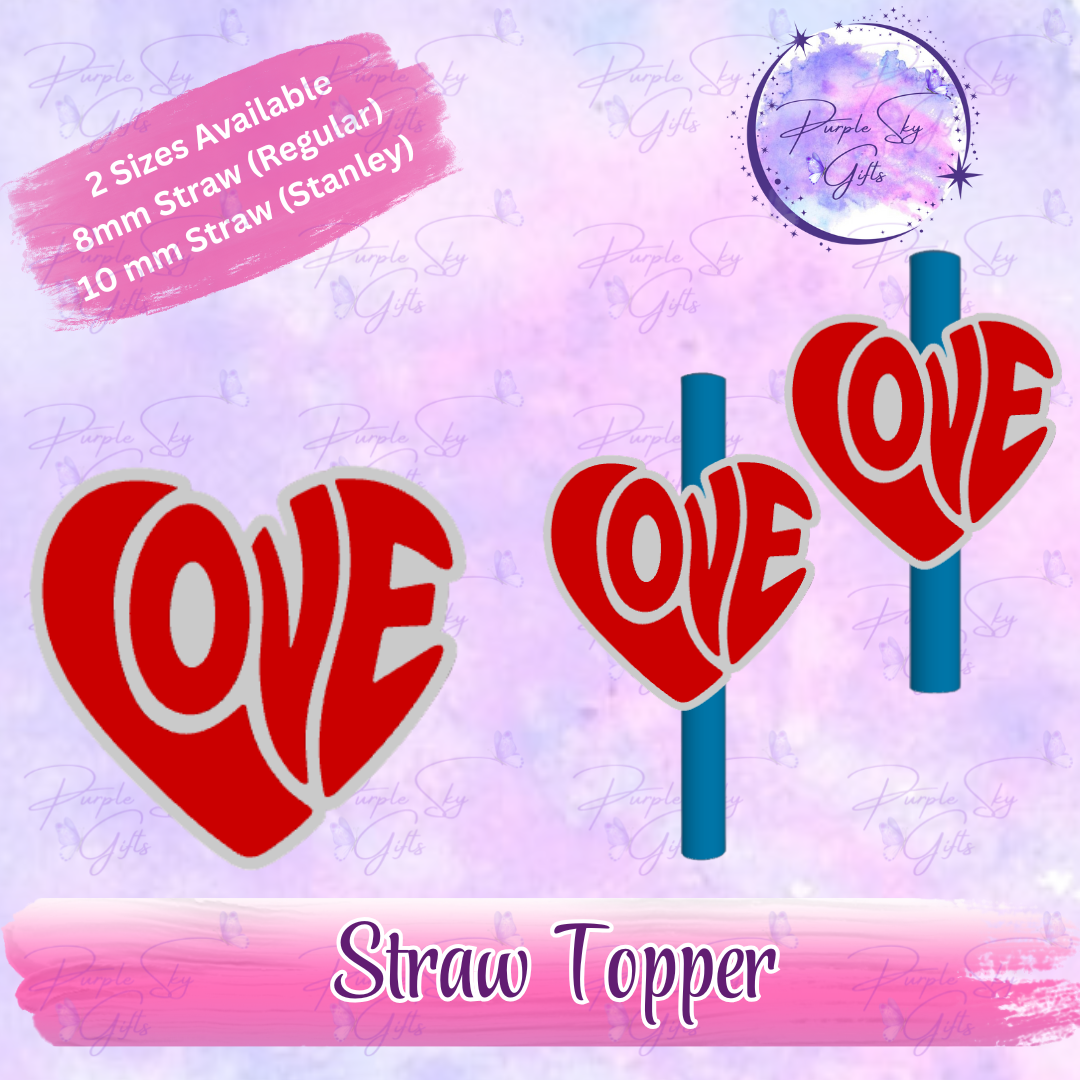 Love Heart Valentine's Straw Topper
