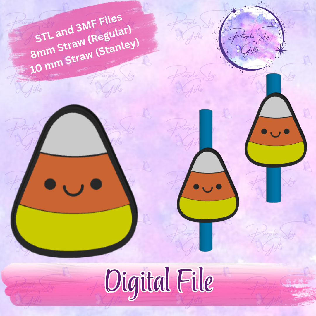 Happy Candy Corn 8mm and 10mm STL and 3MF DIGITAL FILES For Straw Topper
