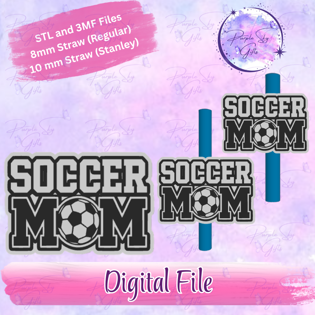 Soccer Ball Mom 8mm and 10mm STL and 3MF DIGITAL FILES For Straw Topper