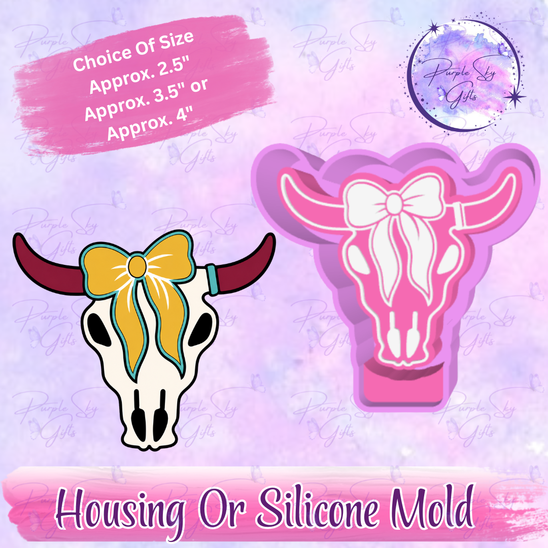 Cow Skull With Bow Freshie Housing or Silicone Mold