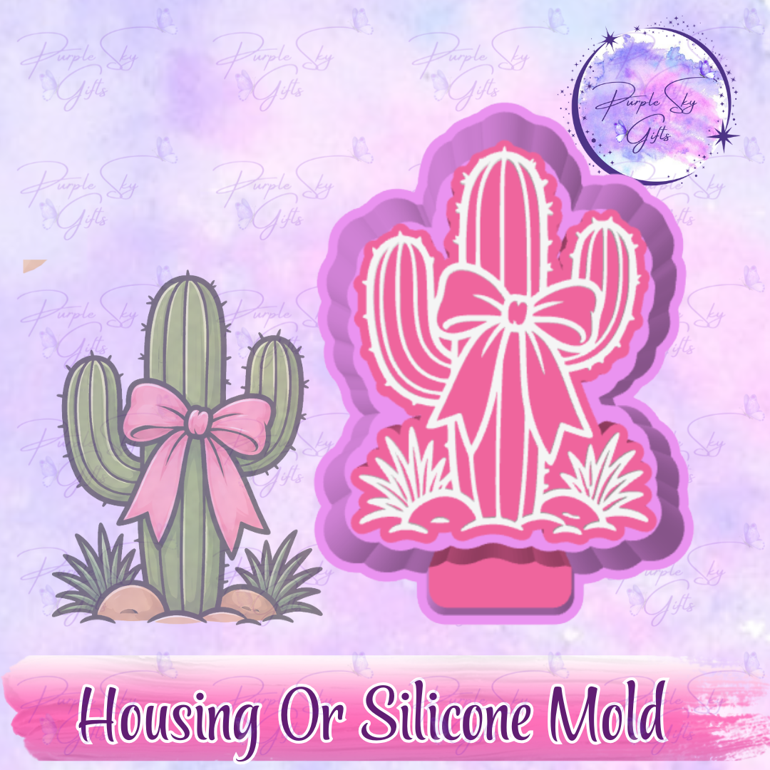 Cactus With Bow Freshie Mold Housing or Silicone Mold