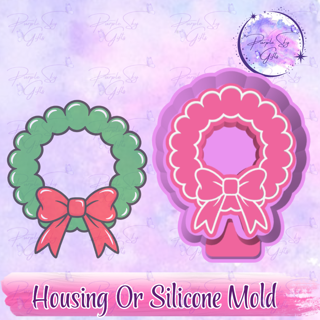 Plain Wreath With Bow Freshie Mold Housing or Silicone Mold